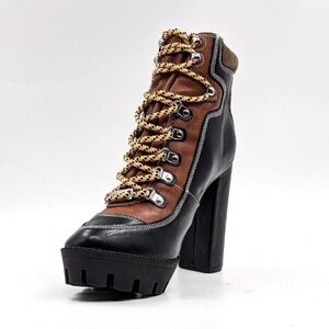 Public Desire Women Brown Black Vegan Leather Heel Ankle New